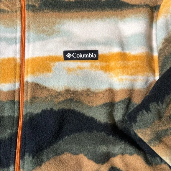 Columbia Men's Patterned Fleece Jacket - Black, Orange, White Size XL Super Warm - Picture 6 of 6